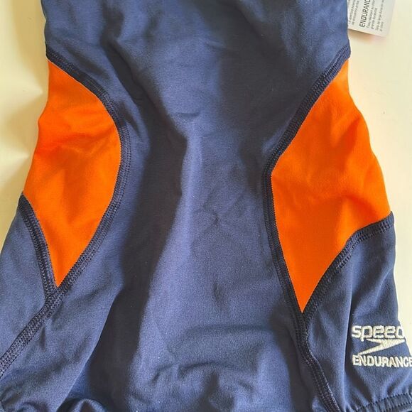 Speedo Spark Splice Crossback One Piece Orange/Navy, size 32/6, NWT - Picture 7 of 11